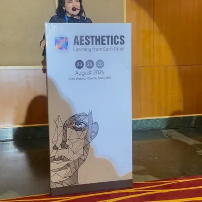 Our founder, Dr. Hema Pant, conducting a masterclass on skin pigmentation at a national aesthetics conference. We believe in sharing knowledge to elevate the standards of care across the industry.