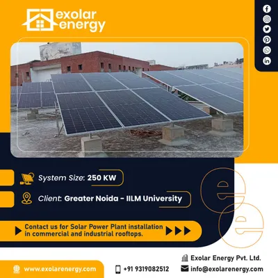 A 250 kW solar installation at IILM University, Greater Noida. This project is a prime example of our expertise in large-scale educational institution solar solutions.