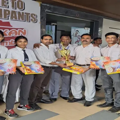 Our team proudly holding the "Best Team Trophy" at the Shotokan Cup All India Karate Tournament. This victory is a testament to our collective hard work and spirit.