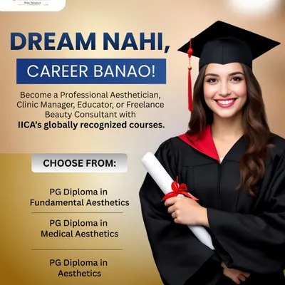 We believe in turning dreams into real, successful careers. This poster highlights the professional paths our aesthetics training opens up, from becoming a certified aesthetician or clinic manager to a freelance beauty consultant. With our globally recognized IICA courses, your career in skin science is not just a dream, but a plan.