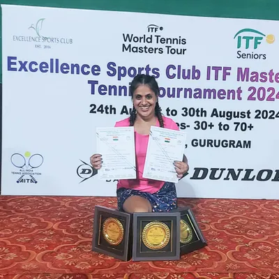 An incredible achievement! Our trainee Sonal Vohra with her trophies after winning a triple crown. This is the result of relentless dedication and high-performance training.