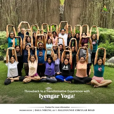 A wonderful group of dedicated students after a transformative Iyengar Yoga workshop. The shared energy and focus in a group setting creates a powerful environment for learning and growth.