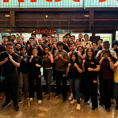 A group of participants ready to train at our Bar Fight Seminar at Khar Social in Mumbai. These seminars teach how to use awareness and environment to your advantage in a crowded setting.
