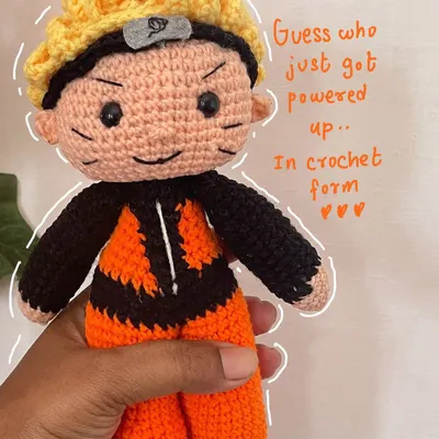 Guess who just got powered up in crochet form? A custom-ordered Naruto plushie, ready to go on an adventure. I love bringing anime characters to life with yarn.