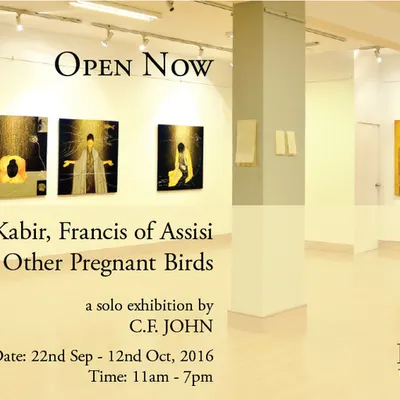 An announcement for the solo exhibition of C.F. John, showcasing the gallery prepared for his thoughtful collection. We ensure the space is perfectly set to complement the theme and mood of the artist's work.