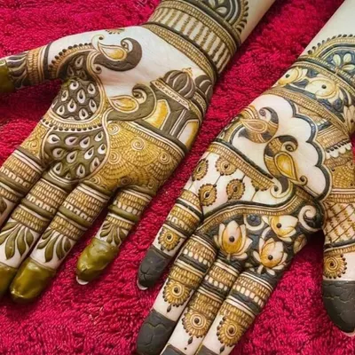 A special design for Karwa Chauth. The peacock and floral motifs are perfect for celebrating this auspicious festival.