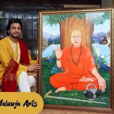 A portrait I was commissioned to paint for the Shri Mohan Jagdishwar Ashram in Haridwar. Capturing the serene and enlightened presence of a spiritual guru is a deeply meditative experience.
