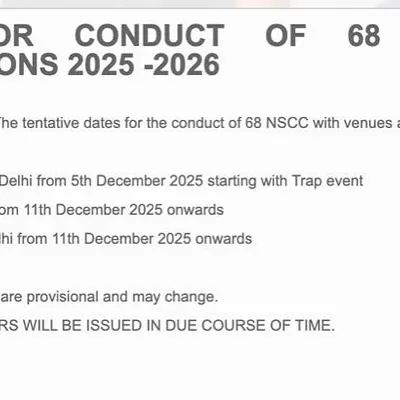 Announcement for the shooting fraternity. The tentative dates for the 68th National Shooting Championship Competitions (NSCC) 2025-26 are here.