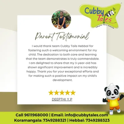 Thank you, Deepthi, for your kind words about our Hebbal team. I am delighted to hear that your child is happy and showing significant improvement. Fostering a welcoming and dedicated environment is at the heart of what I do.