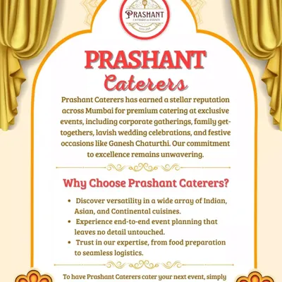 This graphic summarizes why clients choose us. We offer a versatile menu with Indian, Asian, and Continental cuisines, and provide complete end-to-end event planning, from food preparation to seamless logistics.