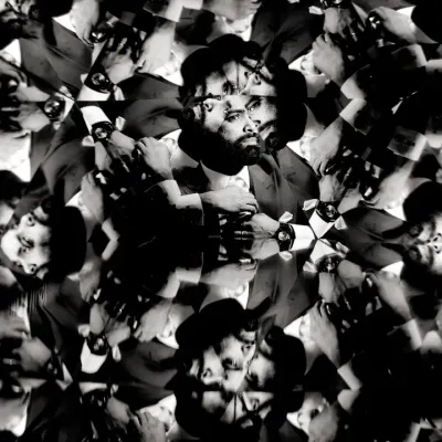 An abstract, artistic portrait of the groom created using a kaleidoscope. This technique transforms a simple portrait into a unique piece of art, showing a different side of wedding photography.