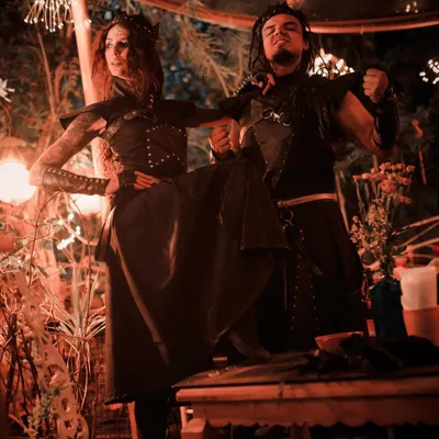 Our Game of Thrones inspired duo strikes a pose. Dressed in custom-made dark warrior costumes, we bring a touch of epic fantasy to your event.