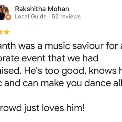 This review from a corporate event organizer says it all: "He's too good, knows his music and can make you dance all night!" My goal is to be the music saviour for your event, ensuring the crowd loves the vibe.