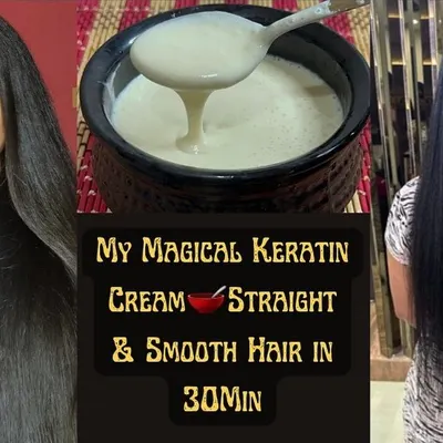 Get straight and smooth hair in just 30 minutes with my magical keratin cream. This is a completely natural, homemade treatment that gives you a salon-like finish without any chemicals.