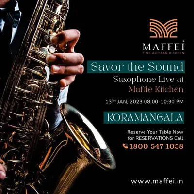 An announcement for one of our past 'Savor the Sound' events, featuring a live saxophone performance. These evenings are perfect for a memorable date night or a sophisticated group outing.