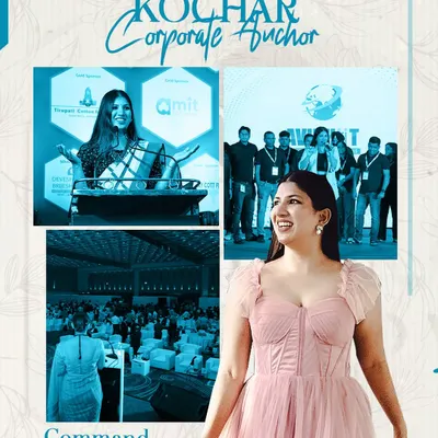Command. Connect. Celebrate. This graphic encapsulates my philosophy as a corporate anchor, featuring snapshots from various high-profile events.