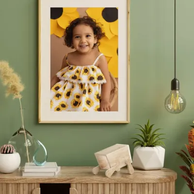 From my camera to your wall. Seeing a photo from a session beautifully framed and displayed in a home is the best feeling. This sunflower portrait brightens up the whole room.