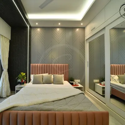 From 3D render to reality. This image shows the completed daughter's bedroom, perfectly matching the initial visualization (seen in image 245). Our meticulous planning ensures the final outcome is exactly what you dreamed of, from the pink bed to the textured accent wall.