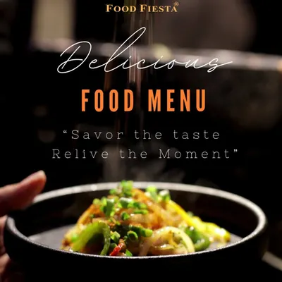 My food menu is crafted to create memorable experiences. This poster showcases a delicious plated dish, promising guests a chance to savor the taste and relive the moment.