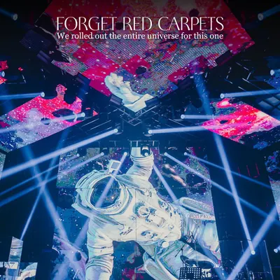 We rolled out the entire universe for this 'Infinity and Beyond' party. The massive astronaut projection over the stage was the centerpiece of a completely immersive celestial experience.