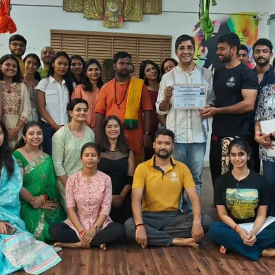 A proud moment with another batch of our certified yoga teachers. It is an honor to guide these dedicated students and see them ready to embark on their teaching careers.