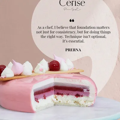 As a chef, I believe that foundation matters. This image, featuring a cross section of my berry entremet, accompanies my philosophy that technique is not optional, it is essential.