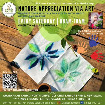 Our "Nature Appreciation via Art" workshop is back! Join us on Saturdays to immerse yourself in a day filled with the magic of art and nature, guided by artist and author Kanika Gahlaut.