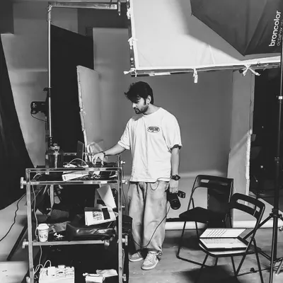 A look at my setup during a studio shoot. I’m tethered to the laptop, reviewing shots in real-time to ensure we capture the exact light, mood, and intention.