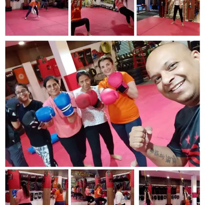 Kickboxing is for everyone. This collage celebrates the diversity and energy of our women's squad, showing them in action during various training drills and posing together as a team.