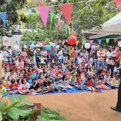 Performing for a large, energetic crowd at an outdoor festival in Bangalore. My show is designed to captivate large audiences and is a perfect entertainment choice for public events.