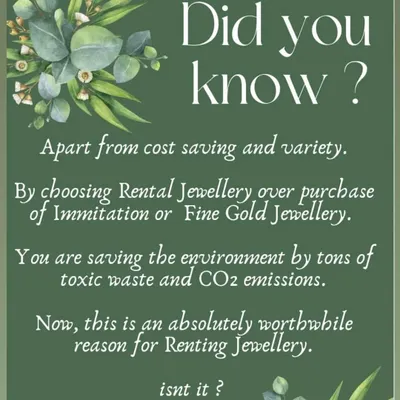 Did you know that renting jewellery is not just good for your wallet, but also for the environment? By choosing to rent, you help reduce toxic waste and CO2 emissions from the manufacturing of imitation jewellery.