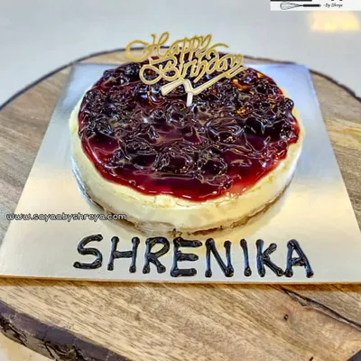 A perfect birthday treat for cheesecake lovers, this New York style blueberry cheesecake features a buttery biscuit base, a dense and creamy filling, and is topped with a generous layer of my homemade blueberry sauce.