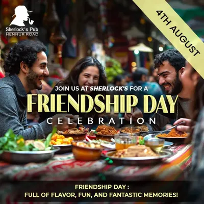 A Friendship Day celebration centered around a table full of delicious food. Sharing a meal with friends is one of the best ways to connect.