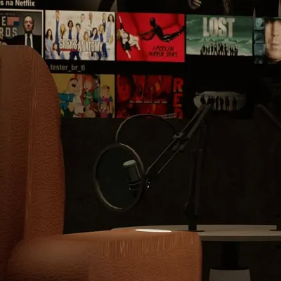 A glimpse into a versatile home theater that doubles as a podcast studio. The room is acoustically treated for both watching movies and recording crystal-clear audio.