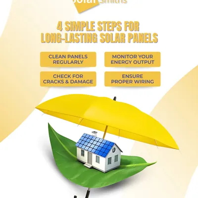 I help you protect your investment with four simple steps for long-lasting solar panels. My maintenance services include regular cleaning, damage checks, output monitoring, and ensuring proper wiring.