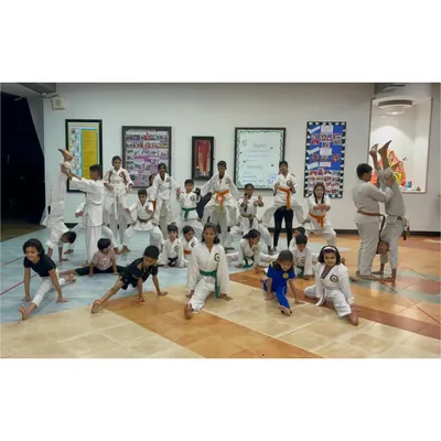 Our young warriors celebrating Independence Day with a display of strength, flexibility, and teamwork. Karate helps build confidence and physical awareness from a young age.