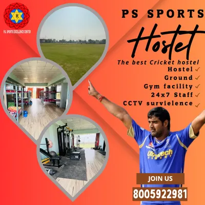 Our residential program is designed to create a distraction-free environment. This graphic highlights our key facilities: a top-class cricket ground, a modern gym, and a secure hostel with 24/7 staff, all on one campus.