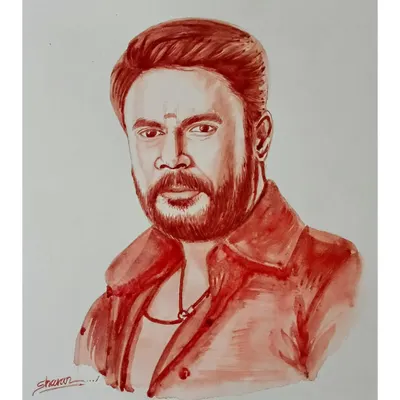 A blood portrait tribute to the legendary Kannada actor, Darshan Thoogudeepa, also known as D Boss.