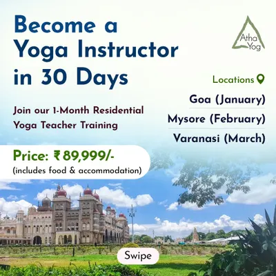 For those who want to deepen their practice and share it with others, we offer a 30 day residential Yoga Teacher Training program. This immersive course, held in spiritual locations like Mysore, Goa, and Varanasi, includes accommodation and food, allowing you to fully focus on your journey.