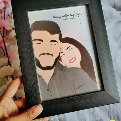 "Always better together." This custom illustration captures a happy couple's bond, making it a perfect and affordable Valentine's Day or anniversary gift in a classic black frame.