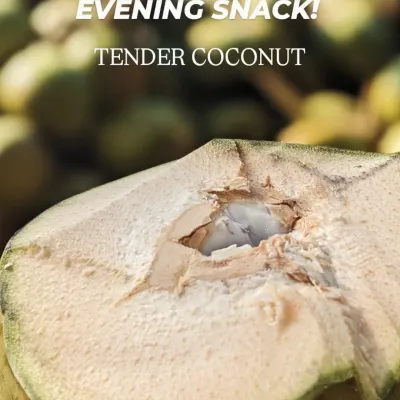 My 4:30 PM evening snack is often simple and hydrating tender coconut water. It's nature's perfect drink to refresh and replenish electrolytes.