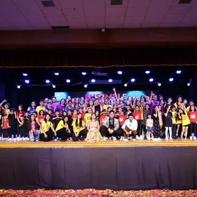 The entire 'ONSTAGE 25' cast and crew. This photo represents the huge community of students, instructors, and parents that make up our wonderful Ensemble Family.