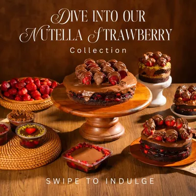 Dive into our Nutella Strawberry collection. This irresistible combination is available in multiple forms, from our classic cake to dessert tubs and even a crunchy kunafa version. There's something for every craving.