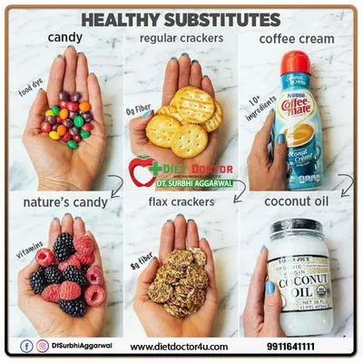 Simple swaps can dramatically improve your diet. I advise clients to replace sugary candy with berries, processed crackers with high-fiber flax crackers, and artificial coffee creamers with natural coconut oil.