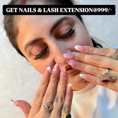 Check out my popular nail and lash extension combo deal. This client is showcasing her 3D floral nail art and a fresh set of lashes.
