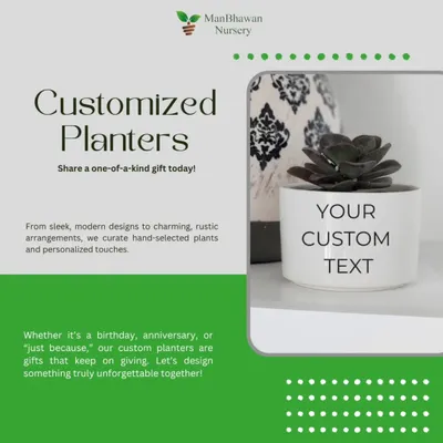 This is where your brand comes to life. I can place your custom text or logo on our sleek ceramic planters, creating a sophisticated and personalized corporate gift that keeps your company top-of-mind.