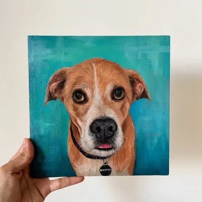 Benji said, "export my cuteness," and so his painting went all the way to the US. I offer international shipping for all my custom portraits.