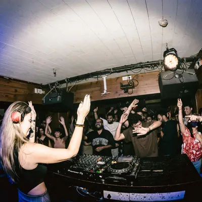A wide-angle shot showing the incredible energy of the crowd at Summer House in Delhi. I love when the whole room is moving together.