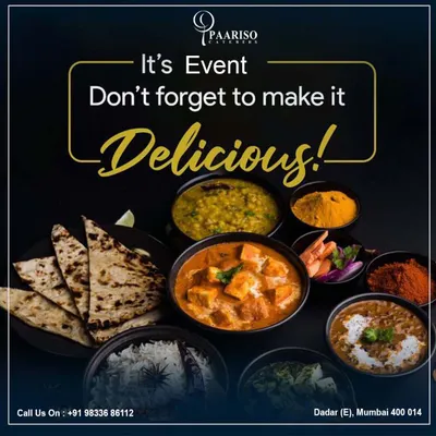 When planning an event, don't forget to make it delicious. Our diverse menu, featuring a variety of curries, dals, rice, and breads, ensures there is something for everyone.