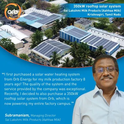The solar water heating system we installed for Sai Lakshmi Milk Products has been operating reliably for over 8 years, supporting their daily production needs. This long-term performance gave the client the confidence to reinvest with us in a much larger rooftop solar project for their factory.